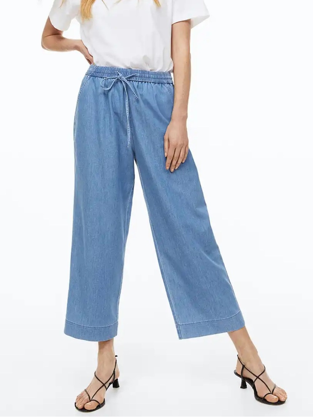 H&M Lyocell Blend Pull On Pant in Denim Blue